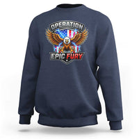 Operation Epic Fury Patriotic Bald Eagle Sweatshirt American Flag Shield Graphic Freedom Pride
