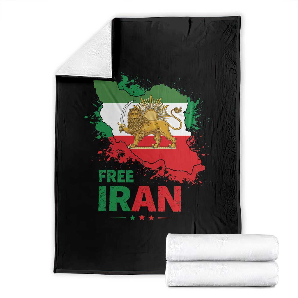Free Iran Lion And Sun Map Graphic Throw Blanket Persian Heritage Freedom Support