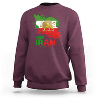 Free Iran Lion And Sun Map Graphic Sweatshirt Persian Heritage Freedom Support