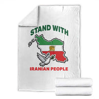 Stand With Iranian People Peace Dove Throw Blanket Iran Map Flag Freedom Human Rights Support