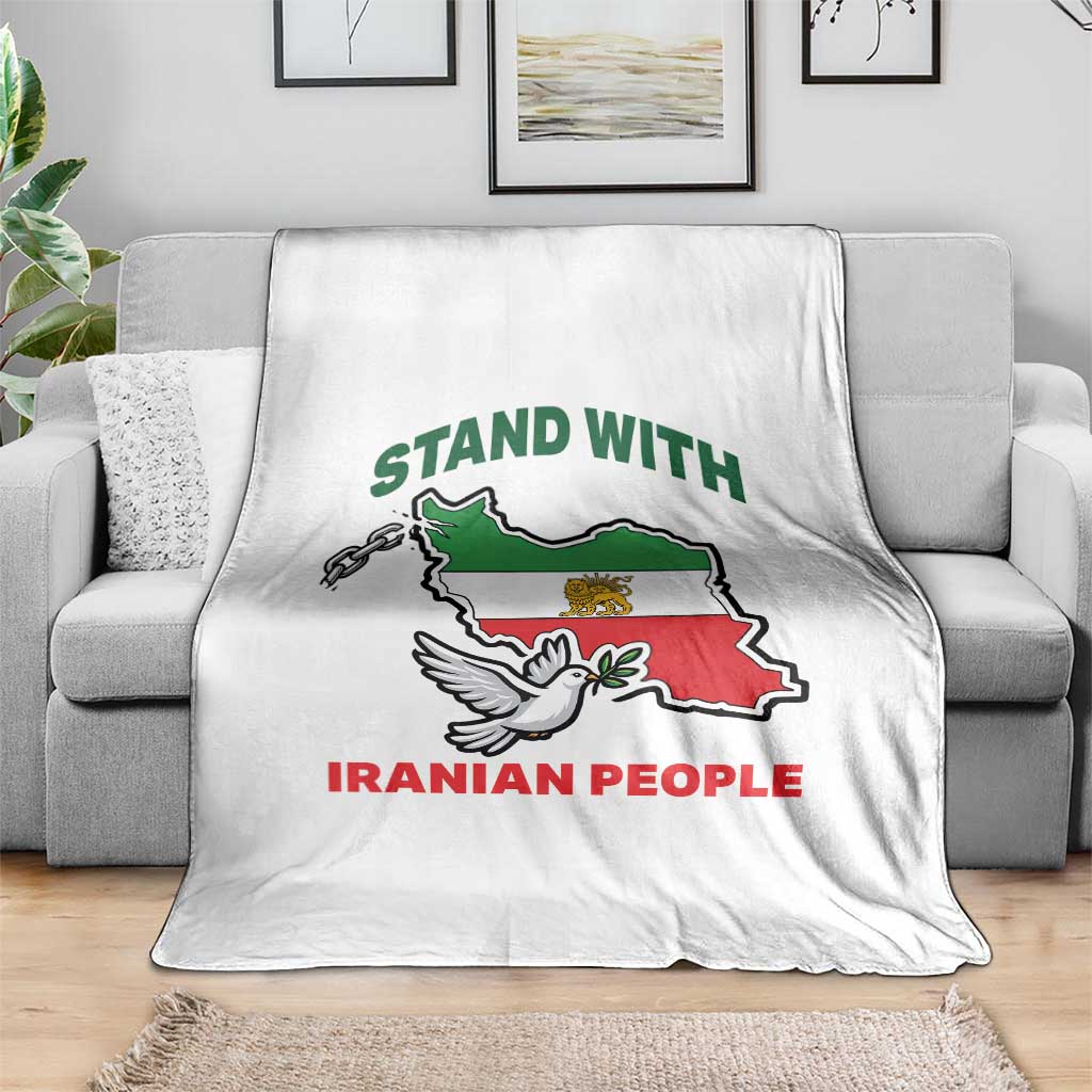 Stand With Iranian People Peace Dove Throw Blanket Iran Map Flag Freedom Human Rights Support