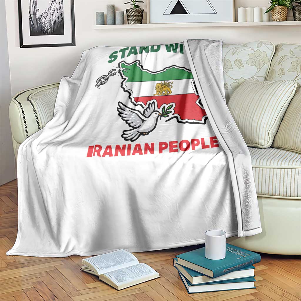 Stand With Iranian People Peace Dove Throw Blanket Iran Map Flag Freedom Human Rights Support