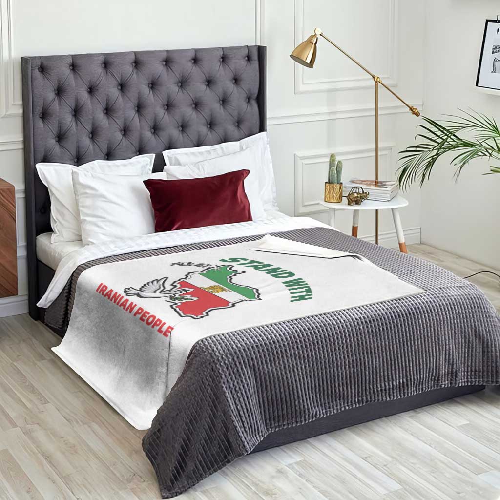 Stand With Iranian People Peace Dove Throw Blanket Iran Map Flag Freedom Human Rights Support