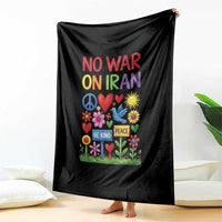 No War On Iran Colorful Peace Protest Throw Blanket Anti War Activist Statement