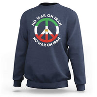 No War On Iran Peace Symbol Sweatshirt Iranian Lion Emblem Anti War Protest