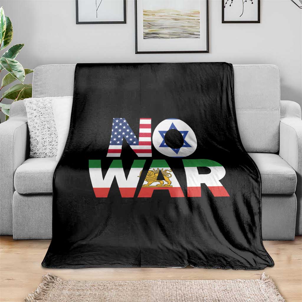 No War USA Israel Iran Flags Throw Blanket Anti War Protest Political Statement