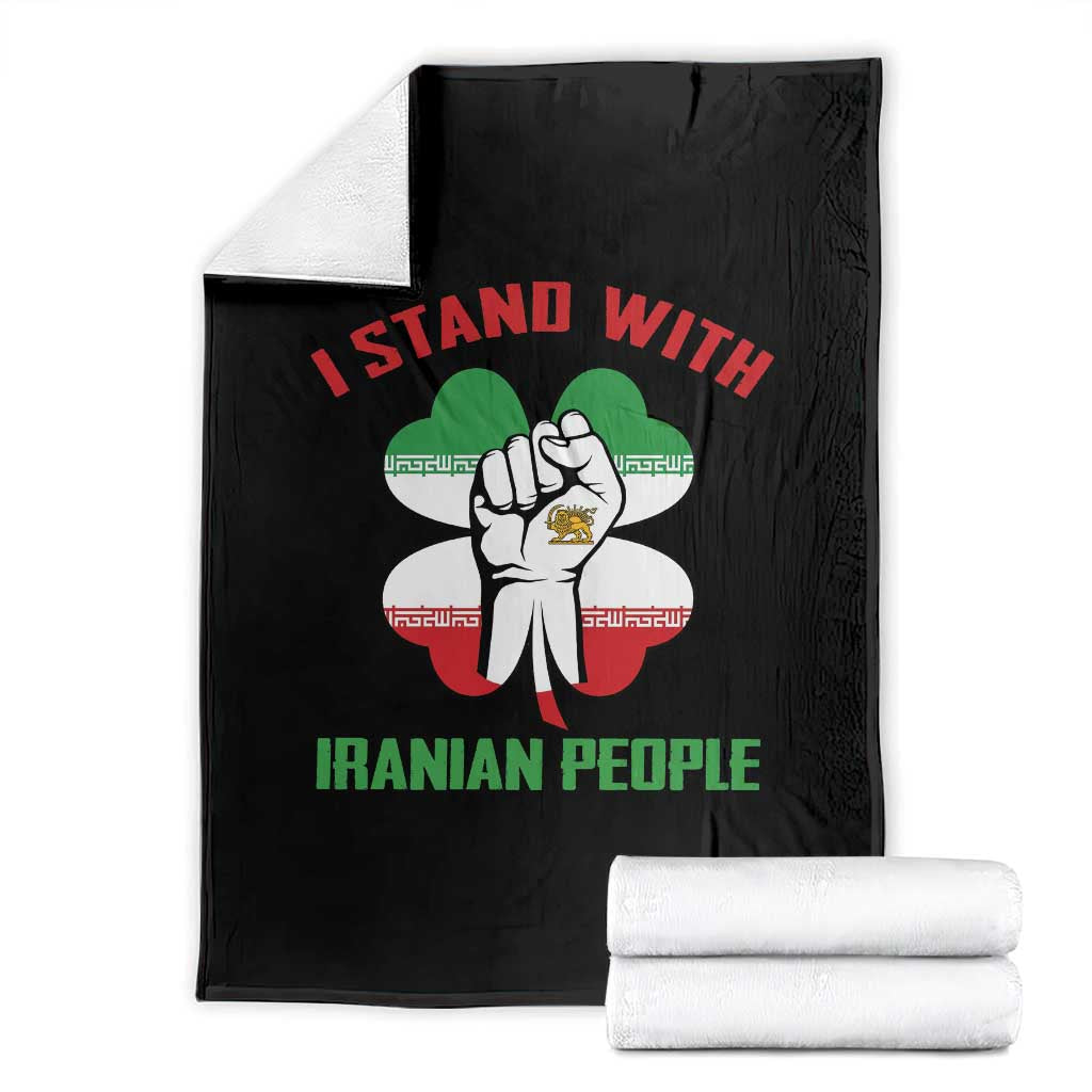I Stand With Iranian People Freedom Supporters Throw Blanket Raised Fist Persian Flag Iran Revolution