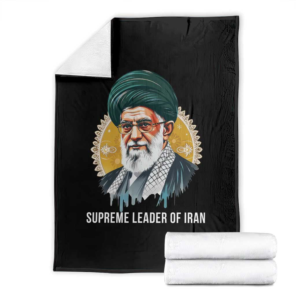 Supreme Leader Of Iran Graphic Portrait Throw Blanket Iranian Political Figure