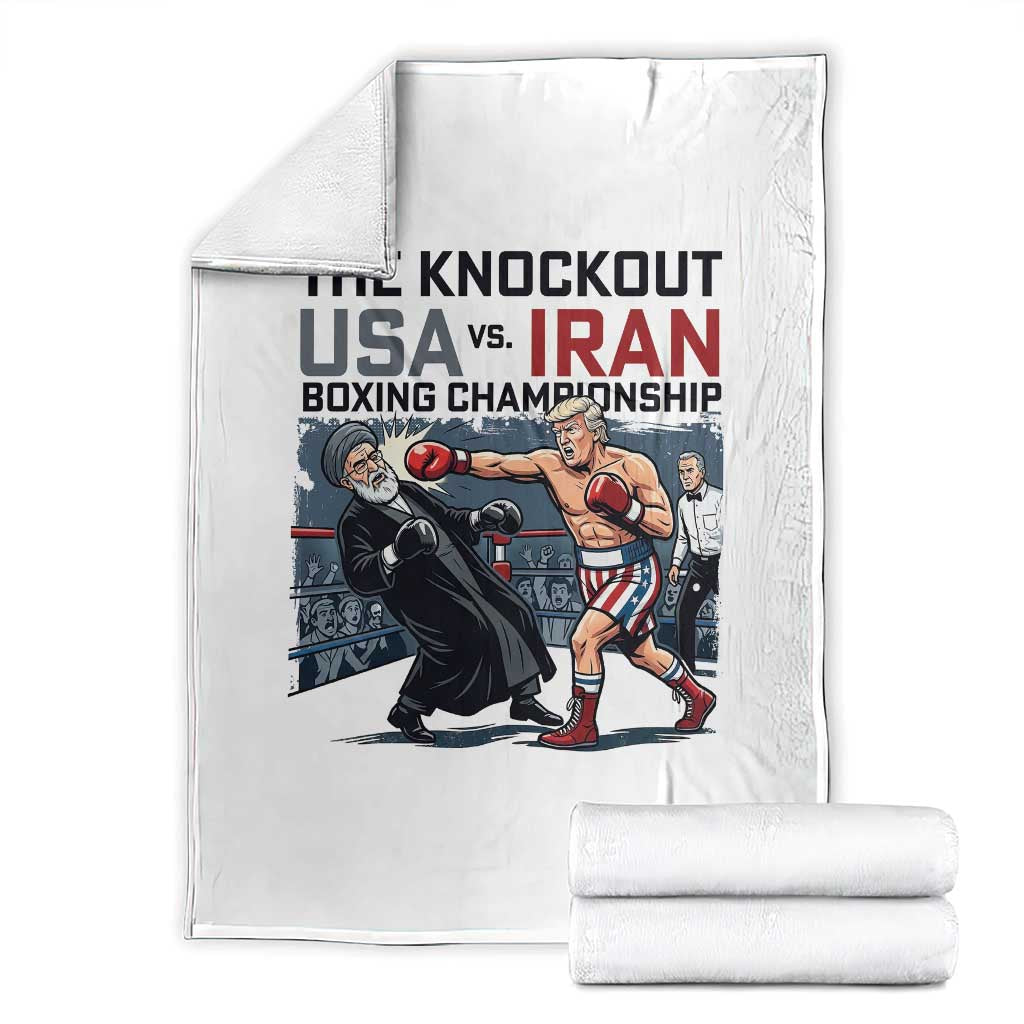 Sarcastic USA vs Iran Knockout Boxing Championship Throw Blanket Funny Political Satire Fight Night