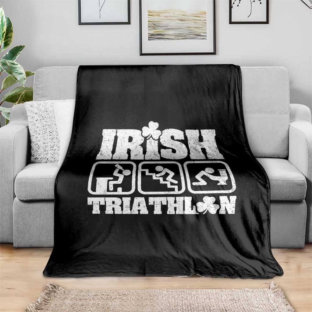 Irish Triathlon Funny Drinking Challenge Throw Blanket St Patricks Day Beer Party Humor