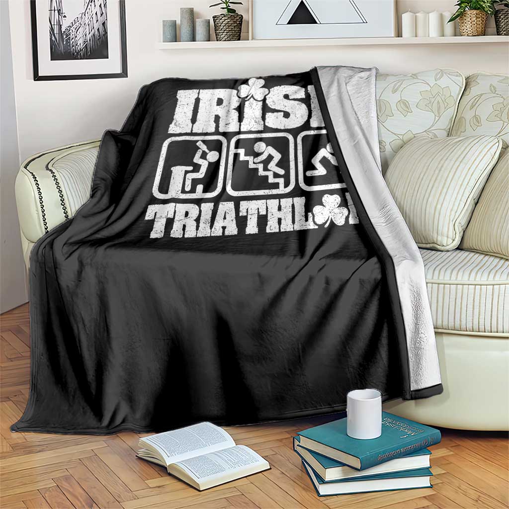 Irish Triathlon Funny Drinking Challenge Throw Blanket St Patricks Day Beer Party Humor