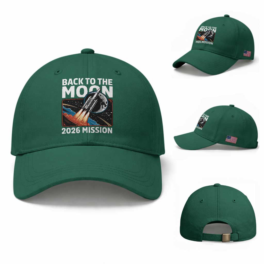 Back to the Moon 2026 Mission Baseball Cap Retro Rocket Launch Lunar Orbit Space Enthusiasts