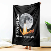 2026 Return to the Moon Mission Throw Blanket Realistic Rocket Launch Lunar Graphic Space Exploration