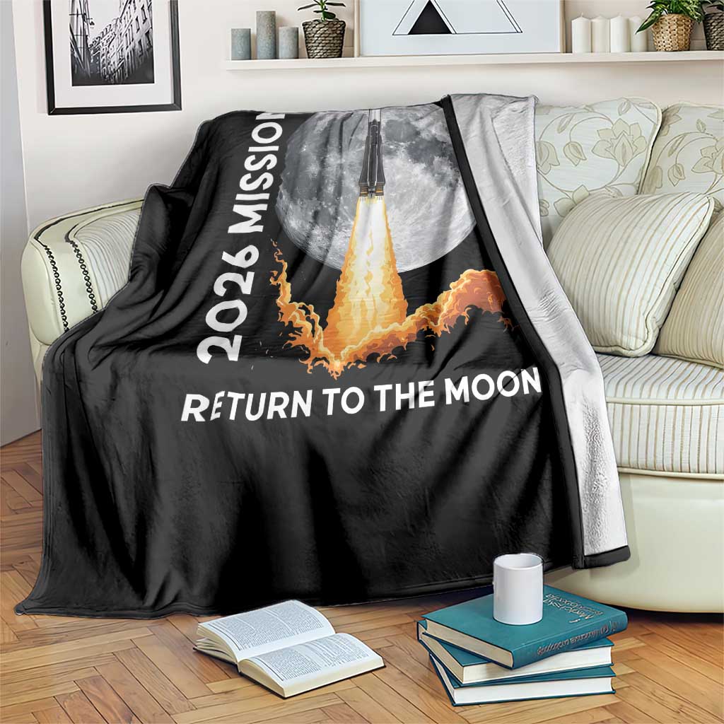 2026 Return to the Moon Mission Throw Blanket Realistic Rocket Launch Lunar Graphic Space Exploration