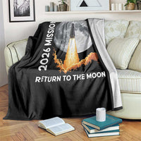 2026 Return to the Moon Mission Throw Blanket Realistic Rocket Launch Lunar Graphic Space Exploration