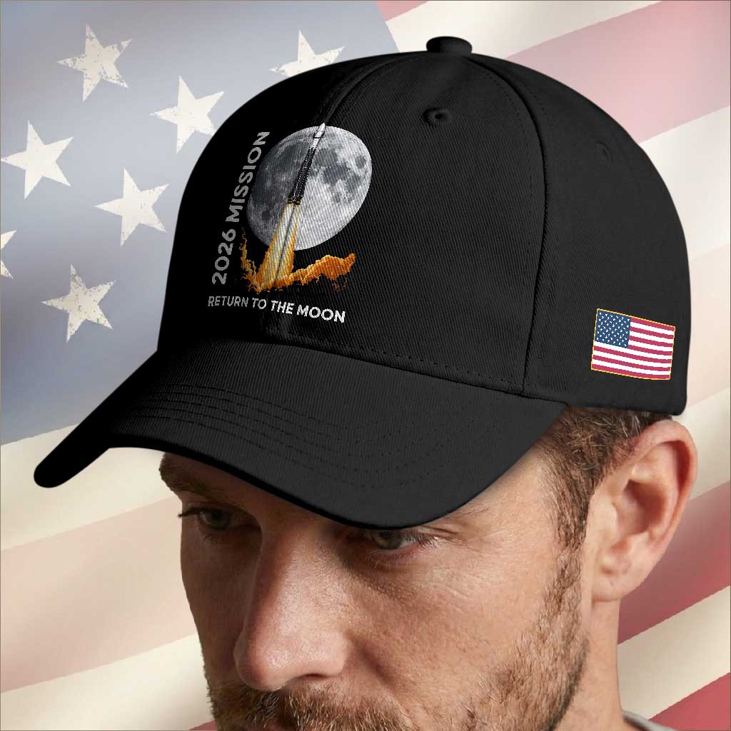 2026 Return to the Moon Mission Baseball Cap Realistic Rocket Launch Lunar Graphic Space Exploration