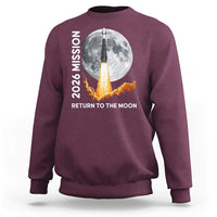 2026 Return to the Moon Mission Sweatshirt Realistic Rocket Launch Lunar Graphic Space Exploration