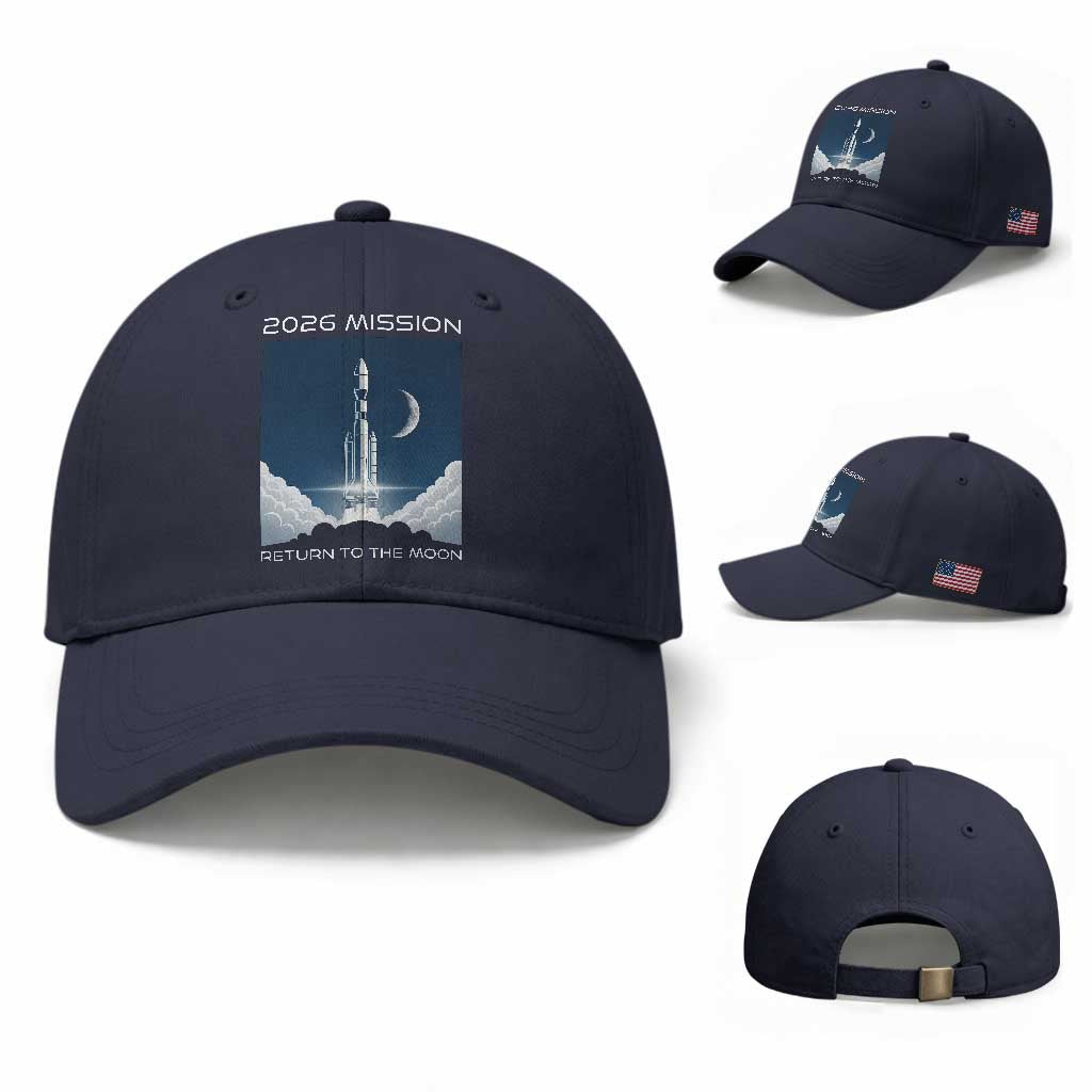 Future Lunar Mission 2026 Baseball Cap Rocket Launch Lunar Orbit Space Exploration