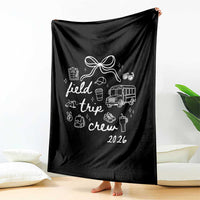 Field Trip Crew 2026 Coquette Bow Throw Blanket Hand Drawn Doodle Graphic Teacher Chaperone