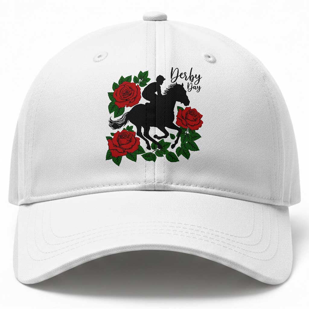 Vintage Jockey and Roses Horse Racing Graphic Baseball Cap Classic Derby Day Fan