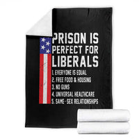 Prison Is Perfect For Liberals Throw Blanket Distressed American Flag Conservative Humor