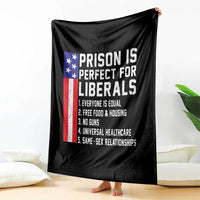 Prison Is Perfect For Liberals Throw Blanket Distressed American Flag Conservative Humor