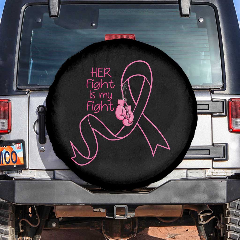 Breast Cancer Awareness Spare Tire Cover Her Fight Is My Fight Pink Ribbon Boxing Gloves