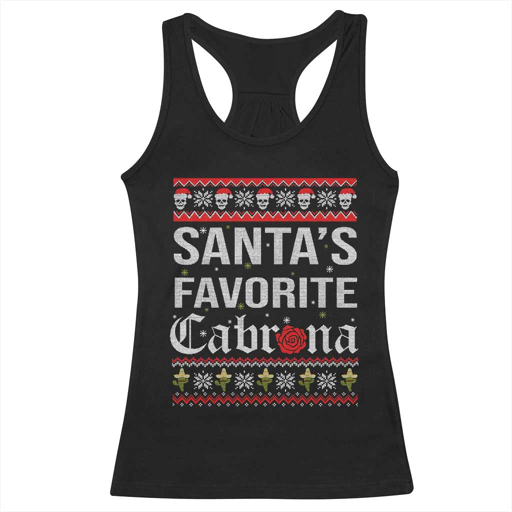 Funny Mexican Ugly Christmas Racerback Tank Top Santa's Favorite Cabrona Xmas Party Gift