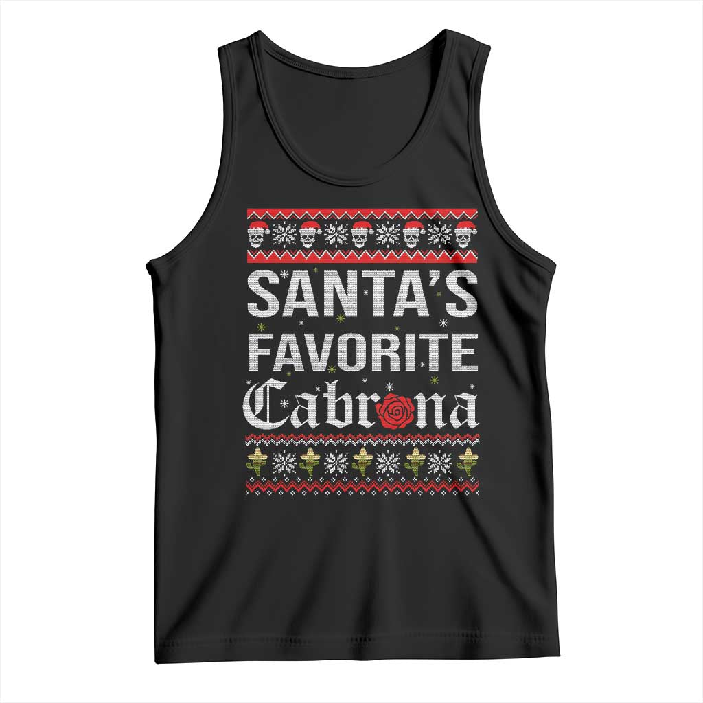 Funny Mexican Ugly Christmas Tank Top Santa's Favorite Cabrona Xmas Party Gift