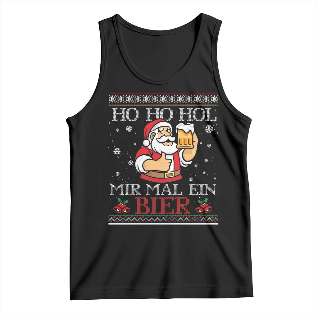 Funny Mexican Santa Drinking Tank Top Ho Ho Hol Mir Mal Ein Bier Hold Me A Beer Xmas Party