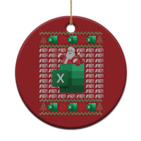 Red circular Christmas ornament with Santa and '#REF!' spreadsheet error pattern.