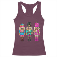 Maroon racerback tank top with glitter nutcracker sequin graphic on front
