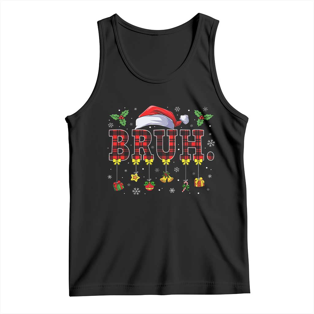 Christmas Bruh Tank Top Red Plaid Retro Xmas Pajamas Matching