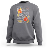 Charcoal gray sweatshirt with Aperol Spritz cocktail graphic on front