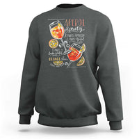 Dark heather gray sweatshirt with Aperol Spritz cocktail graphic on front
