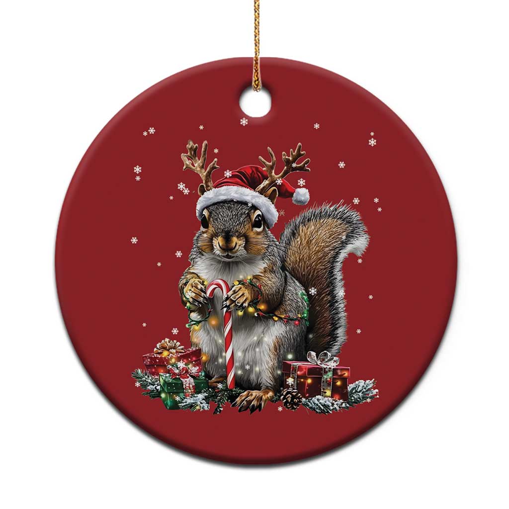 Xmas Squirrel Christmas Ornament Xmas Tree Lights Reindeer Santa Hat Pajamas - Wonder Print Shop