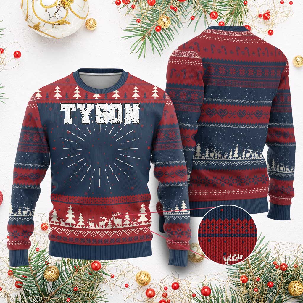 Team Tyson Ugly Christmas Sweater Family Personalized Name Retro Vintage Minimalism - Wonder Print Shop