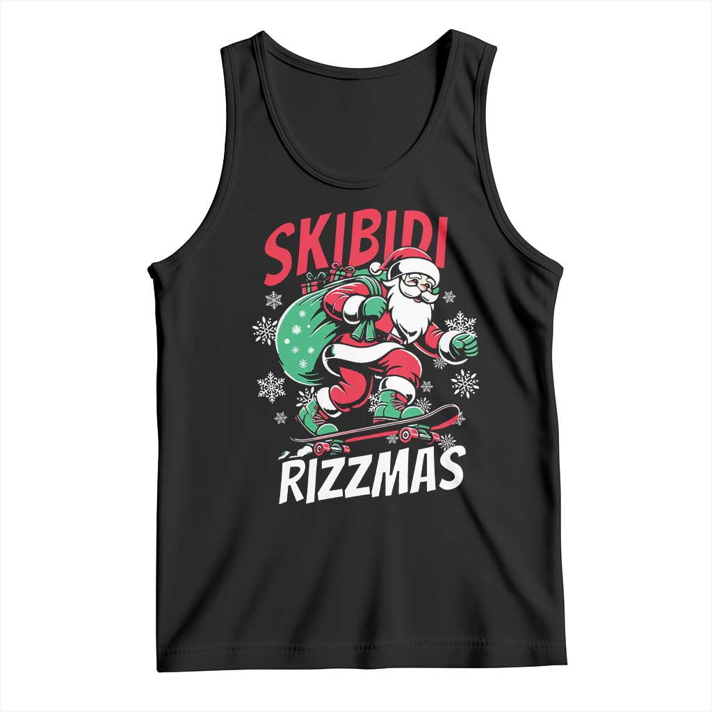 Funny Santa Rizz Christmas Tank Top Retro Skibidi Rizzmas Claus Skating Board Xmas