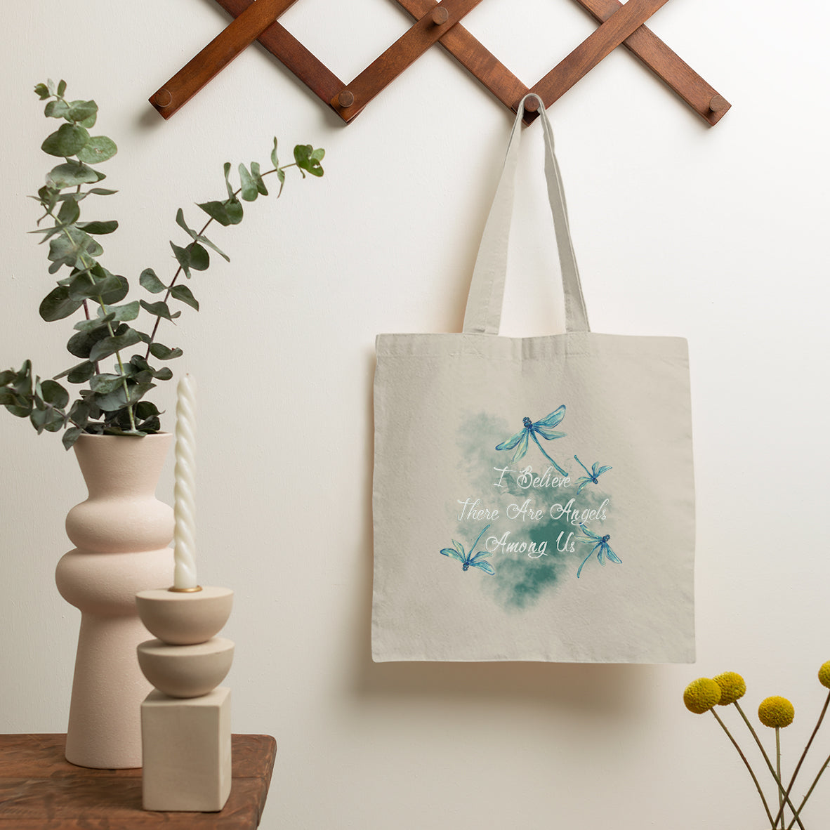 Dragonflies I Believe There Are Angels Among Us Heavenly Nostalgic Spiritual Tote Bag, Dragonfly Tote Bag, Gift for Women, Dragonfly Lover Tote Bag - Wonder Print Shop