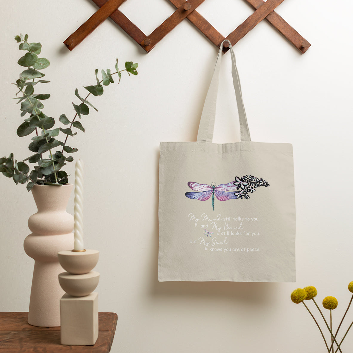 Dragonflies My Mind Talks To You My Heart Looks For You Nostalgic Spiritual Tote Bag, Dragonfly Tote Bag, Gift for Women, Dragonfly Lover Tote Bag - Wonder Print Shop