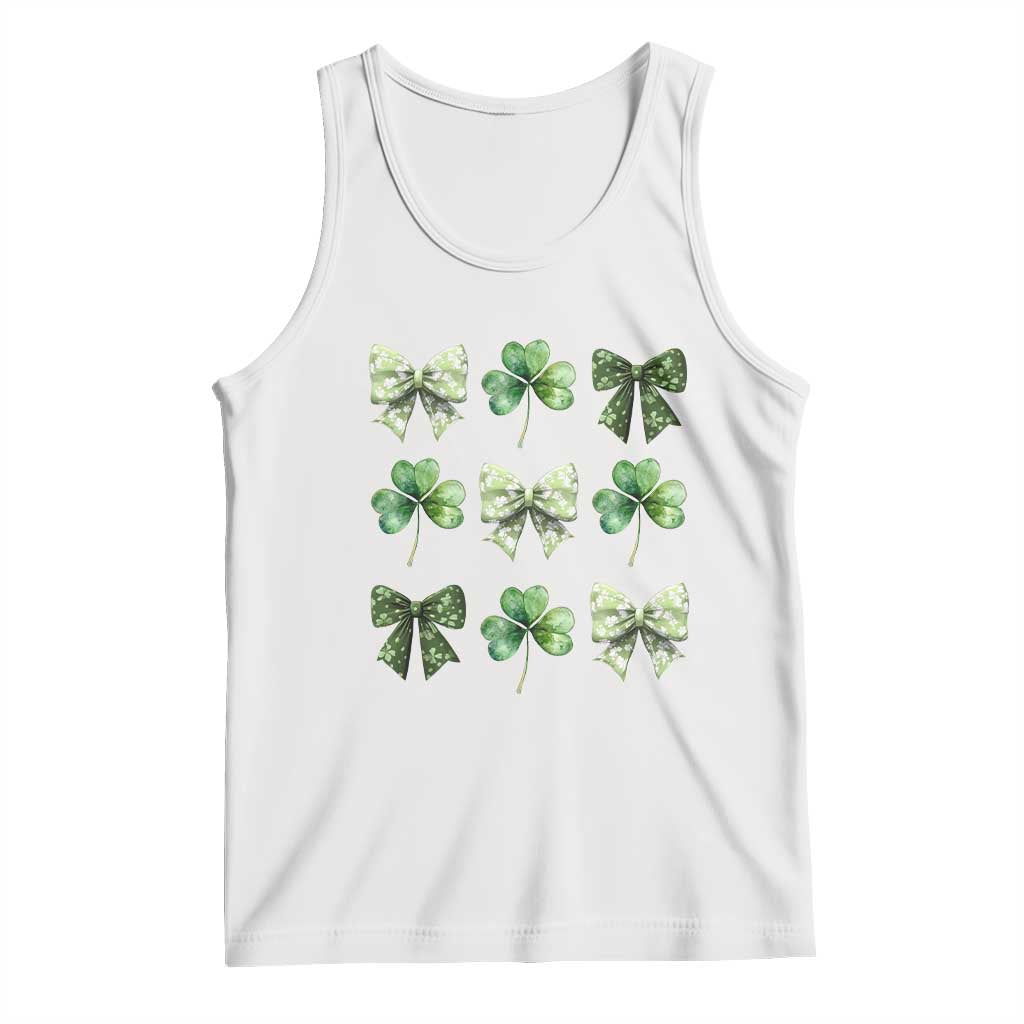 St Patricks Day Coquette Bow Tank Top Lucky Shamrock Aesthetic