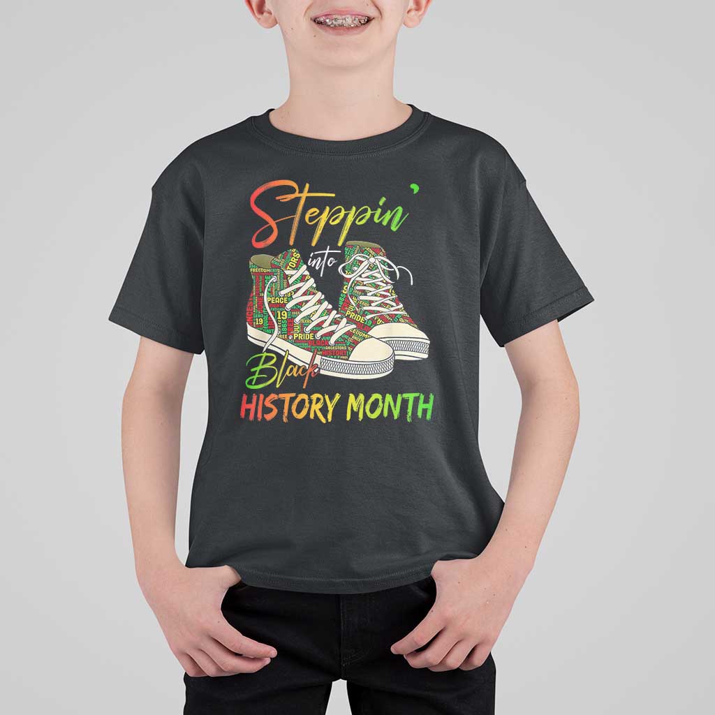 Stepping Into Black History Month T Shirt For Kid Sneakers