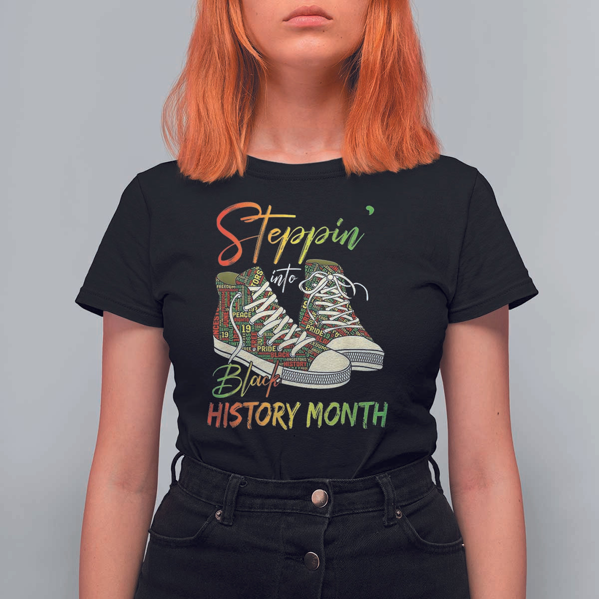 Stepping Into Black History Month T Shirt For Women Sneakers