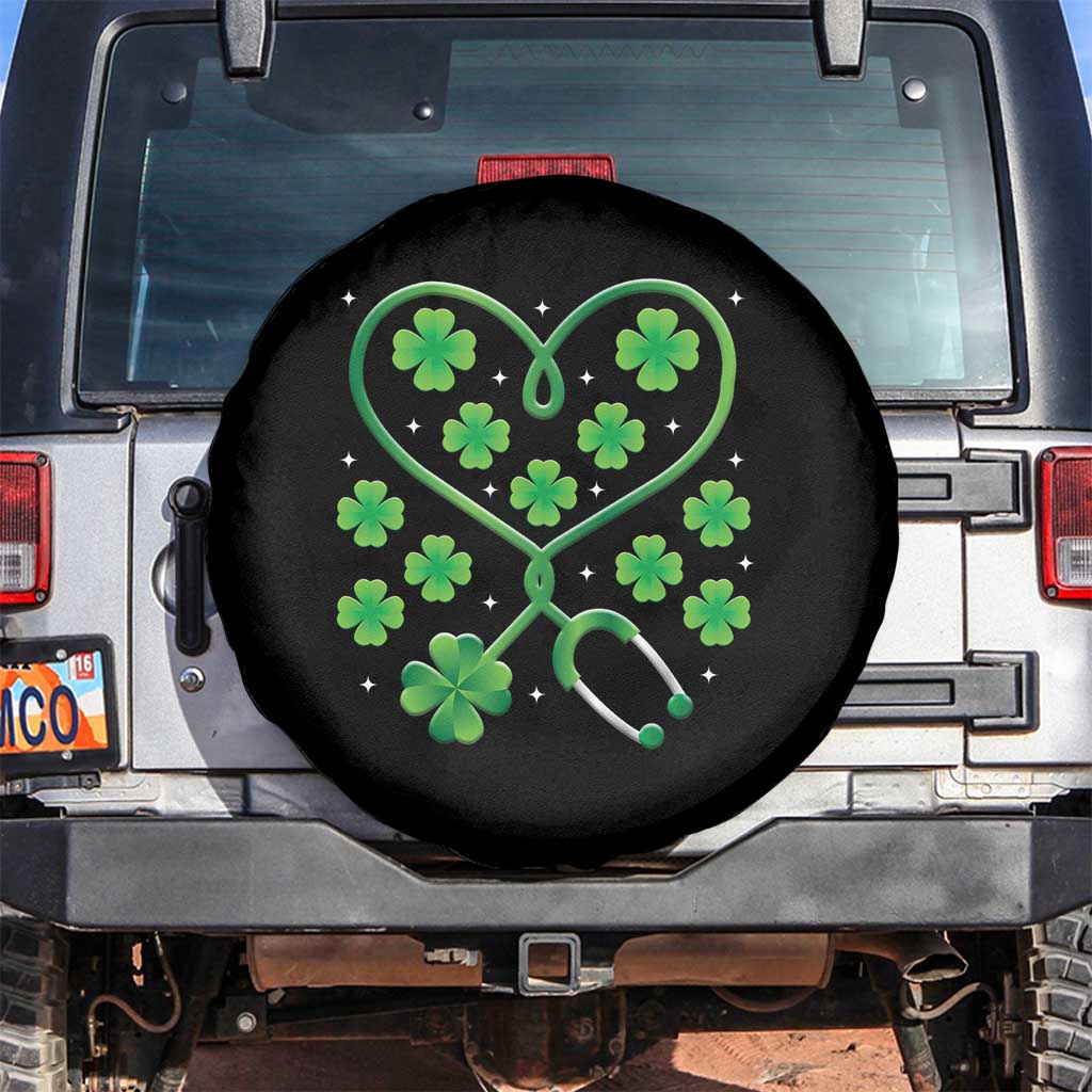 Funny Nurse St Patricks Day Spare Tire Cover Nursing Stethoscope Green Clover Shamrock