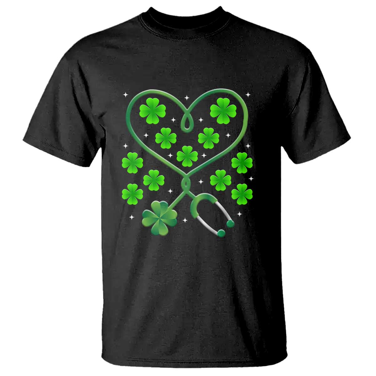 Funny Nurse St Patricks Day T Shirt Nursing Stethoscope Green Clover Shamrock - Wonder Print Shop