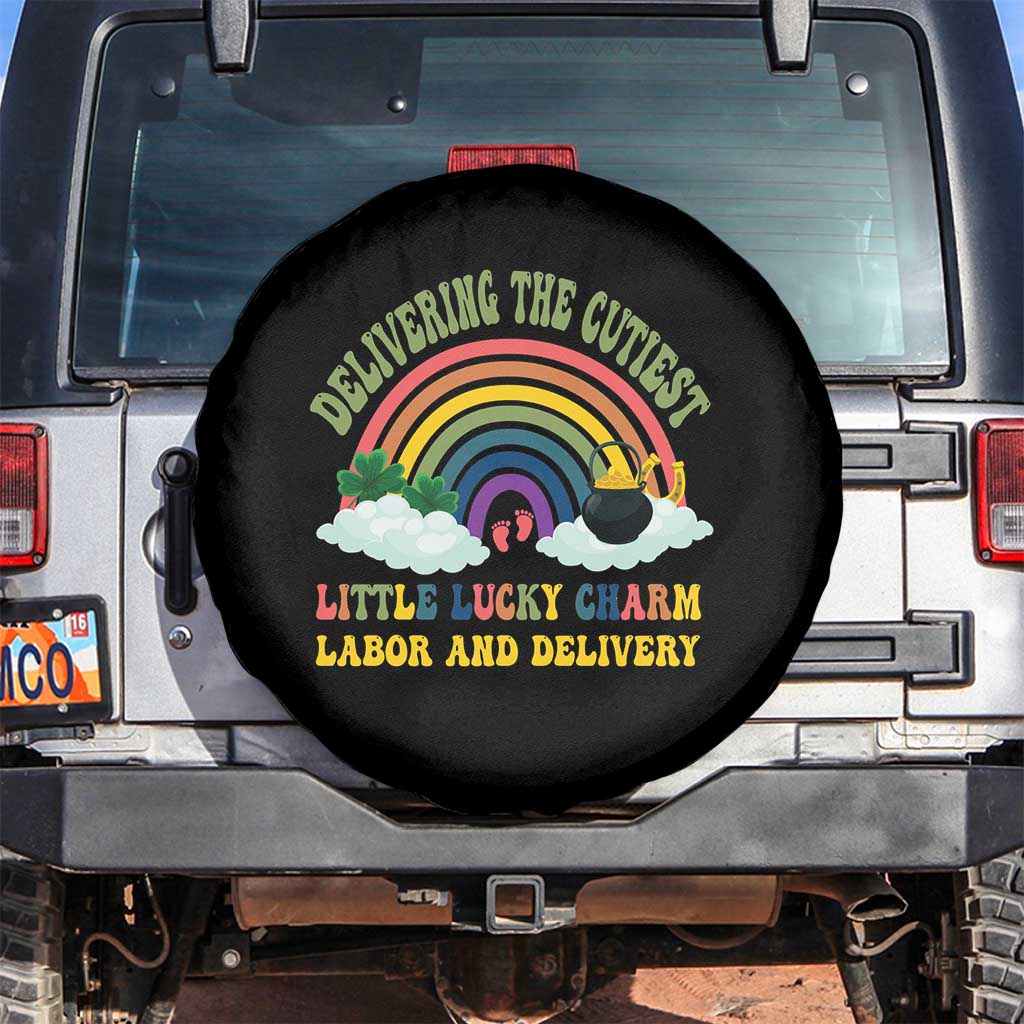 Funny Labor and Delivery St Patricks Day Spare Tire Cover Delivering The Cutiest Little Lucky Charm