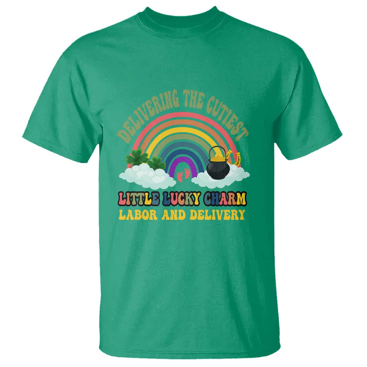 Funny Labor and Delivery St Patricks Day T Shirt Delivering The Cutiest Little Lucky Charm - Wonder Print Shop