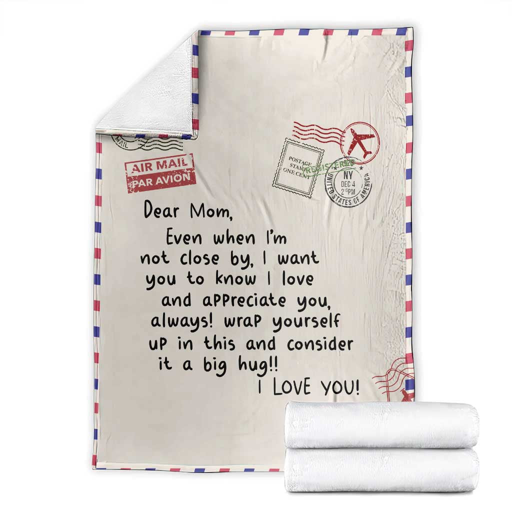 Airmail Letter Dear Mom Throw Blanket Long Distance Hug Meaningful Mother's Day