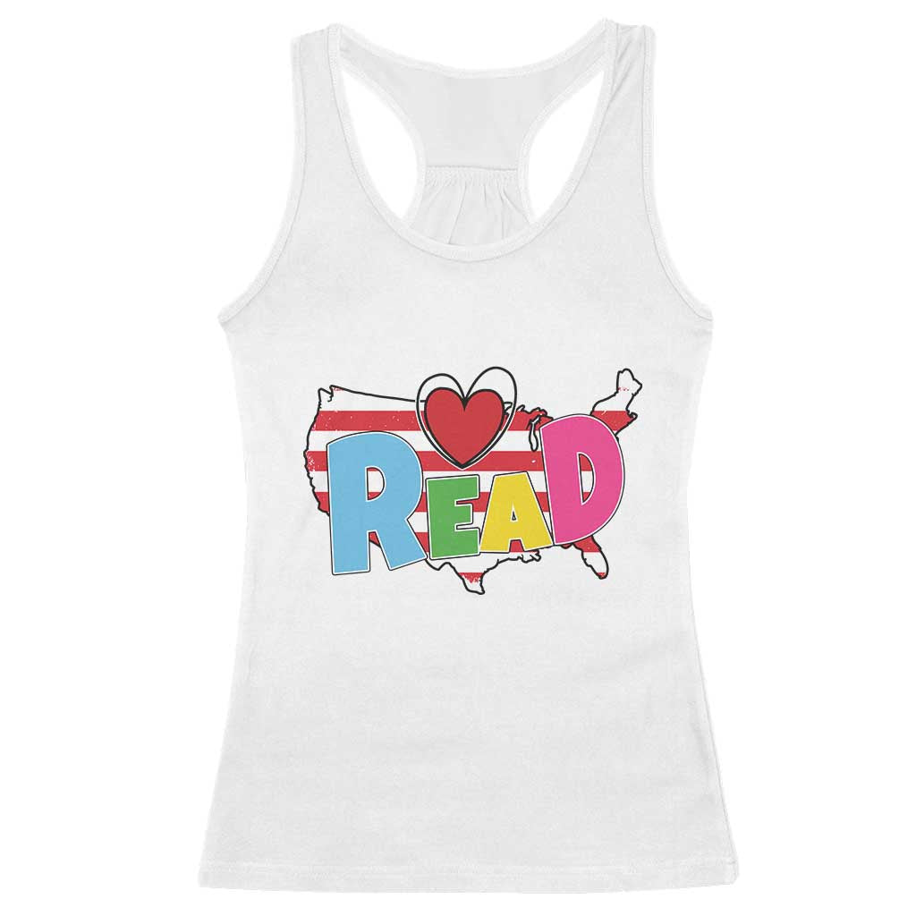 Read Lover America Map Racerback Tank Top National Reading Month Bookish Book Lovers