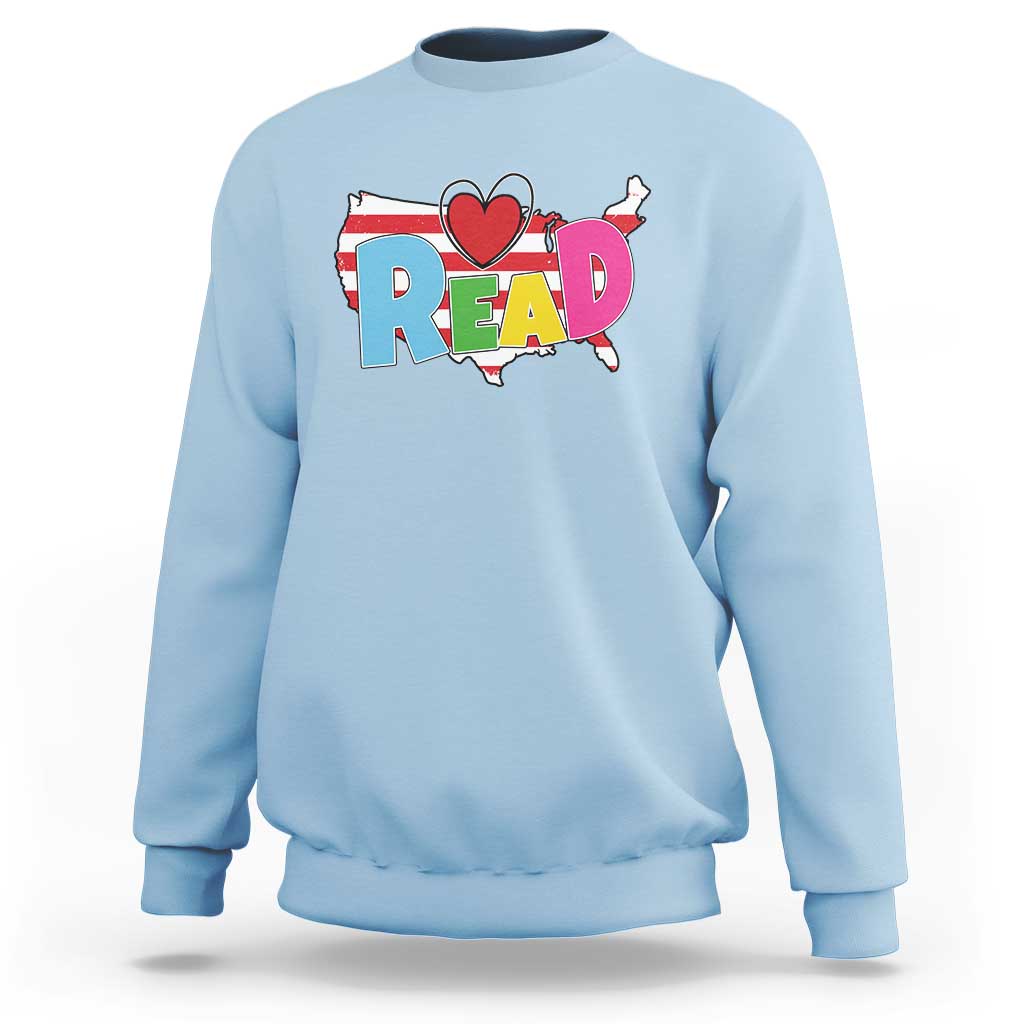 Read Lover America Map Sweatshirt National Reading Month Bookish Book Lovers